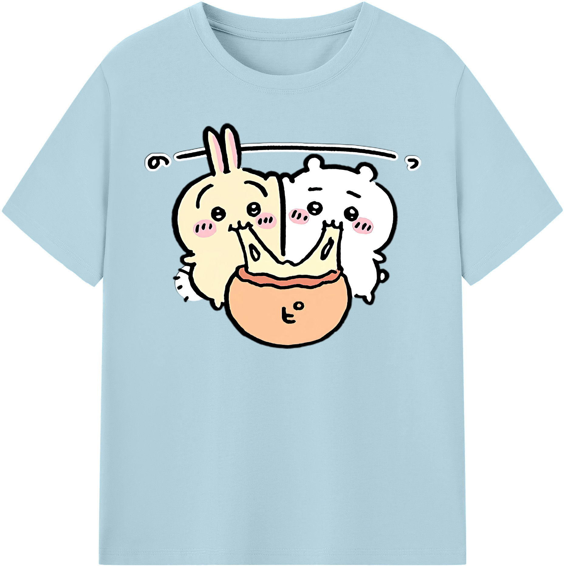 （画像用） ちいかわ うさぎ Chii-kawa usagi 綿100％半袖Tシャツ（フロントプリント）